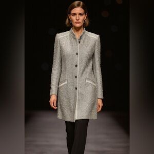 Airfield Silver Gray tweed sunny long jacket size 40